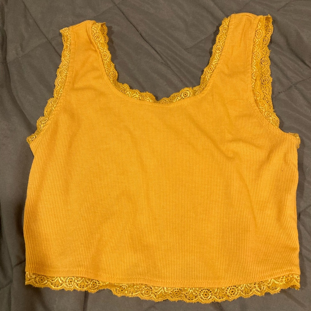 Womens yellow cropped tank top
